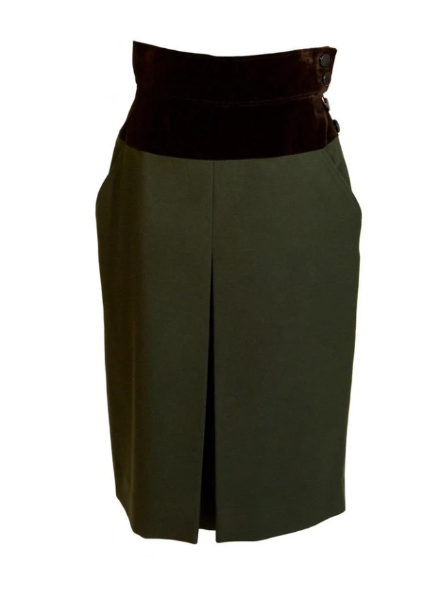 Gonna vintage vintage Saint Laurent Rive Gauche taglia 44 lana velluto