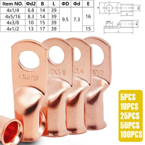 Bare Copper Cable Wire Lugs Ring Terminals 84/0 AWG Battery Wire