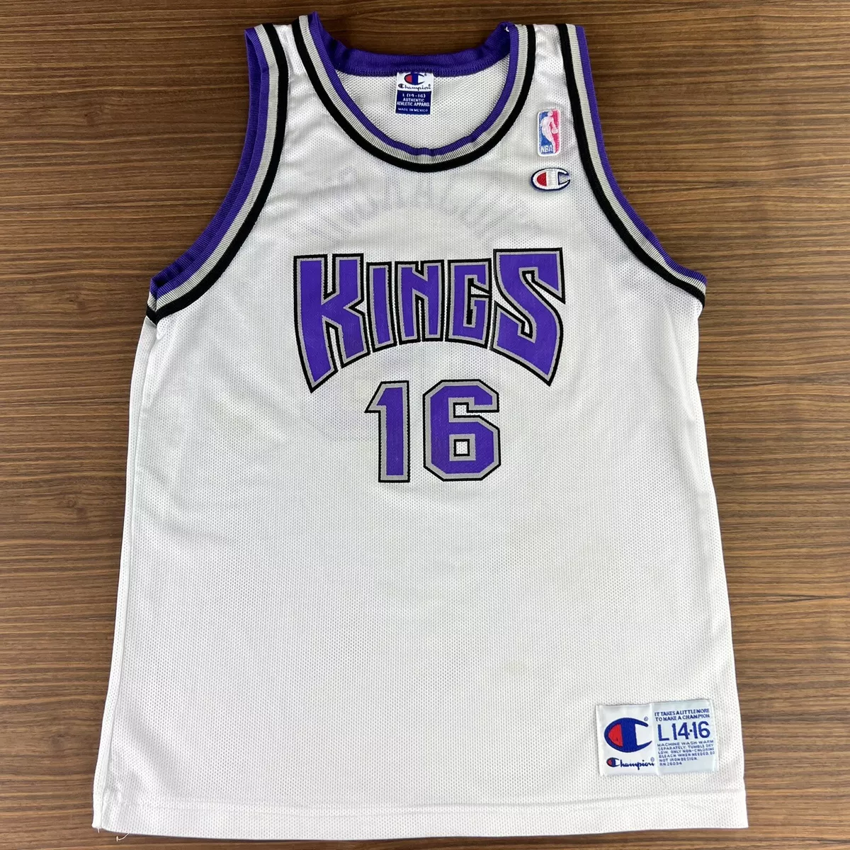 CHAMPION SACRAMENTO KINGS PEJA STOJAKOVIC JERSEY Sz Large Youth (14-16)  Vintage