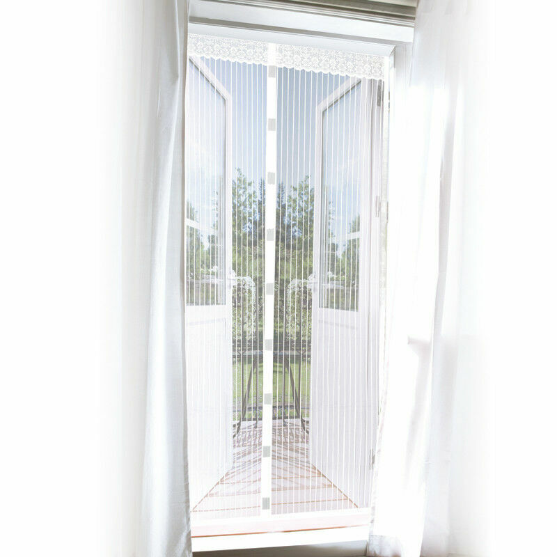 Moustiquaire de Porte Blanche 100x220 cm Rideau Anti Mouche Aimanté pour Balcon