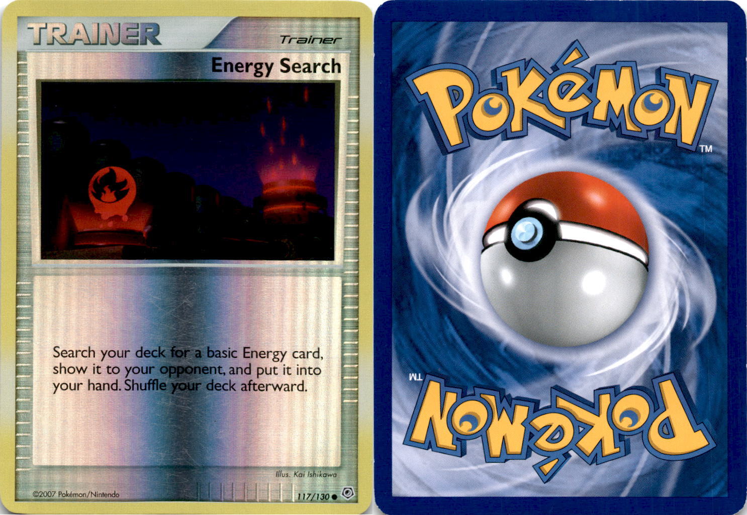 2007 Pokemon, Diamond & Pearl, #117/130 Energy Search, Reverse Holo Common