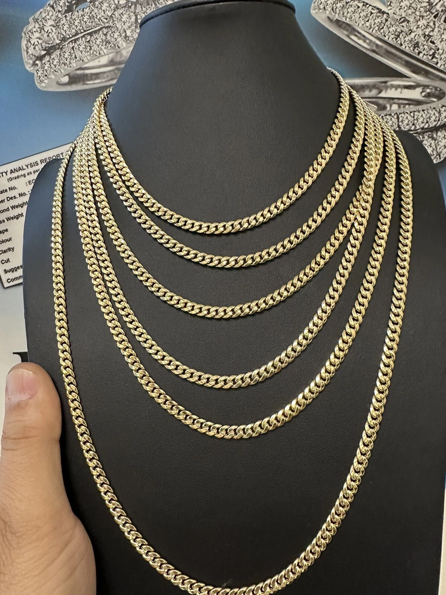Real 10k Gold Miami cuban Link Chain 5.5 to 6 mm Necklace 16 inch Box Lock