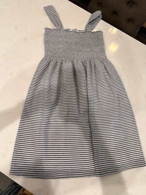 Madewell Texture & Thread Blue White Striped Smocked Mini Dress Size Small