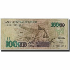 [#313818] Banknote, Brazil, 100,000 Cruzeiros, Undated (1992), KM:235a, VG(8-10)