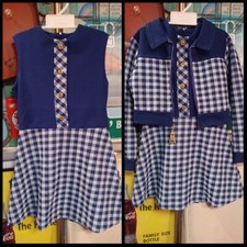True Vtg 60s 70s 2-piece Polyester Little Girls Dress  Jacket UNION LABEL 8 MOD