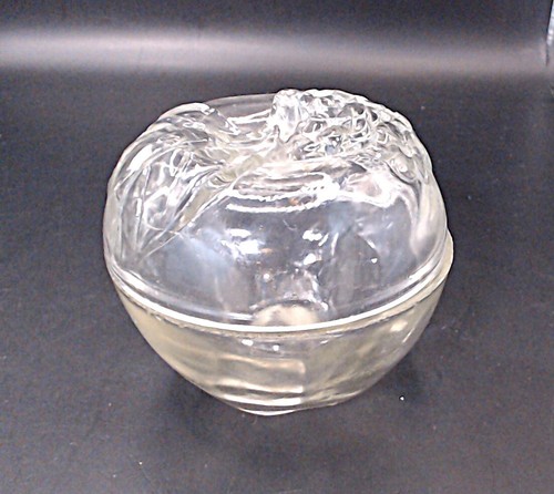 Akro Agate Clear Glass Apple Powder Jar. No Notch. - Picture 2 of 7