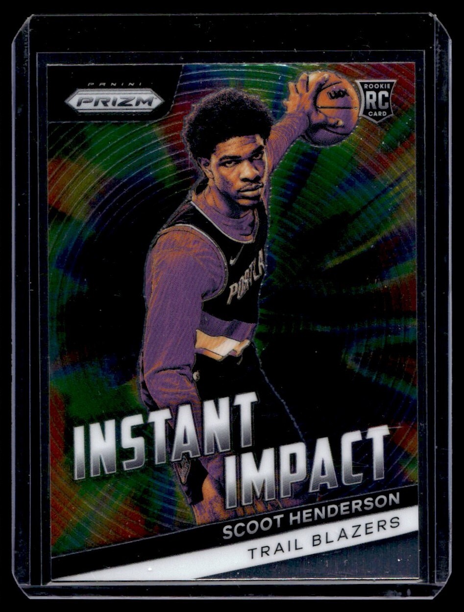 2023-24 Panini Prizm Instant Impact Scoot Henderson Rookie A18 Portland Trail