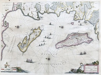 Ile de Re Oleron Golfe de Gascogne France carte map Karte Blaeu engraving 1640