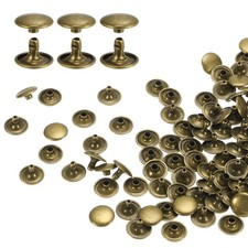80 Set Double Cap Rivet 12x8mm Carbon Steel Round Head Snap Studs Bronze