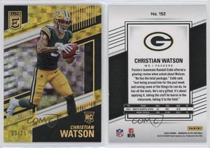 2022 Panini Donruss Elite Rookies Yellow /75 Christian Watson #152 Rookie RC