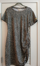 MICHAEL Michael Kors Womens Leopard Print Cinch Cord Hi Low Dress XL Night Out