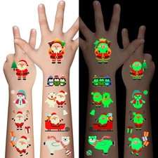 10 Sheets Christmas Temporary Tattoos Glow In The Dark Stickers for Kids