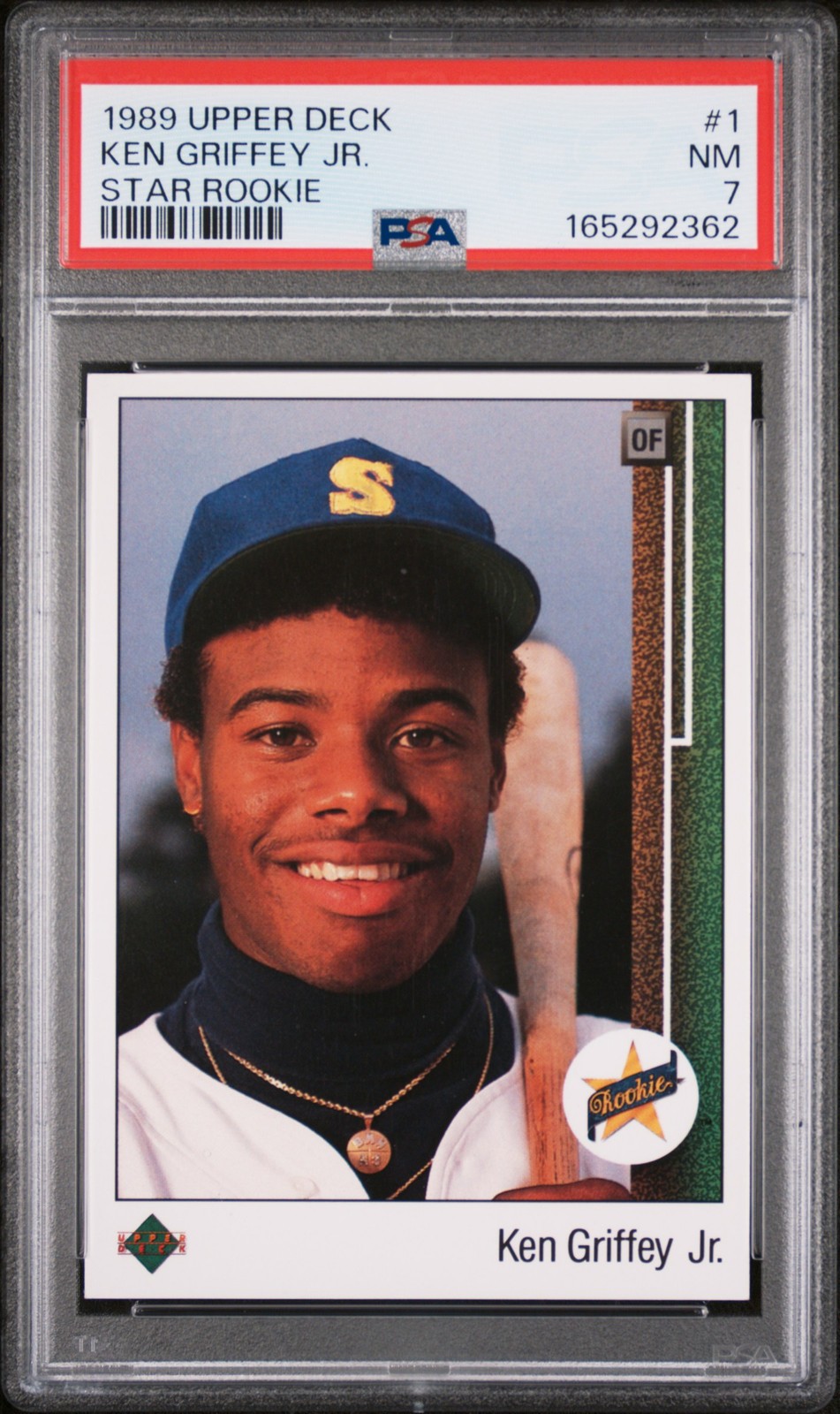 1989 UPPER DECK STAR ROOKIE #1 KEN GRIFFEY JR. ROOKIE RC PSA 7