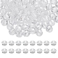 10mm Round Crystal Beads, 100 Pcs Glass Faceted Ball Bead, Clear