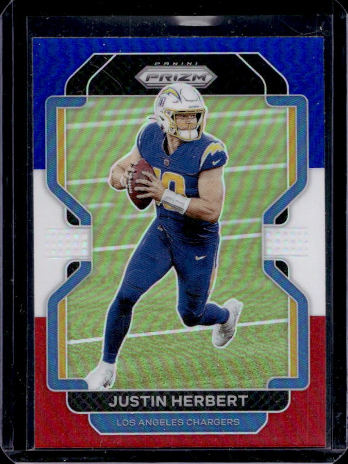 2021 Panini Prizm Justin Herbert Red White and Blue #169 Chargers
