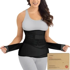 3 in 1 Postpartum Belly Support Recovery Wrap – Postpartum Belly Band, Black M/L