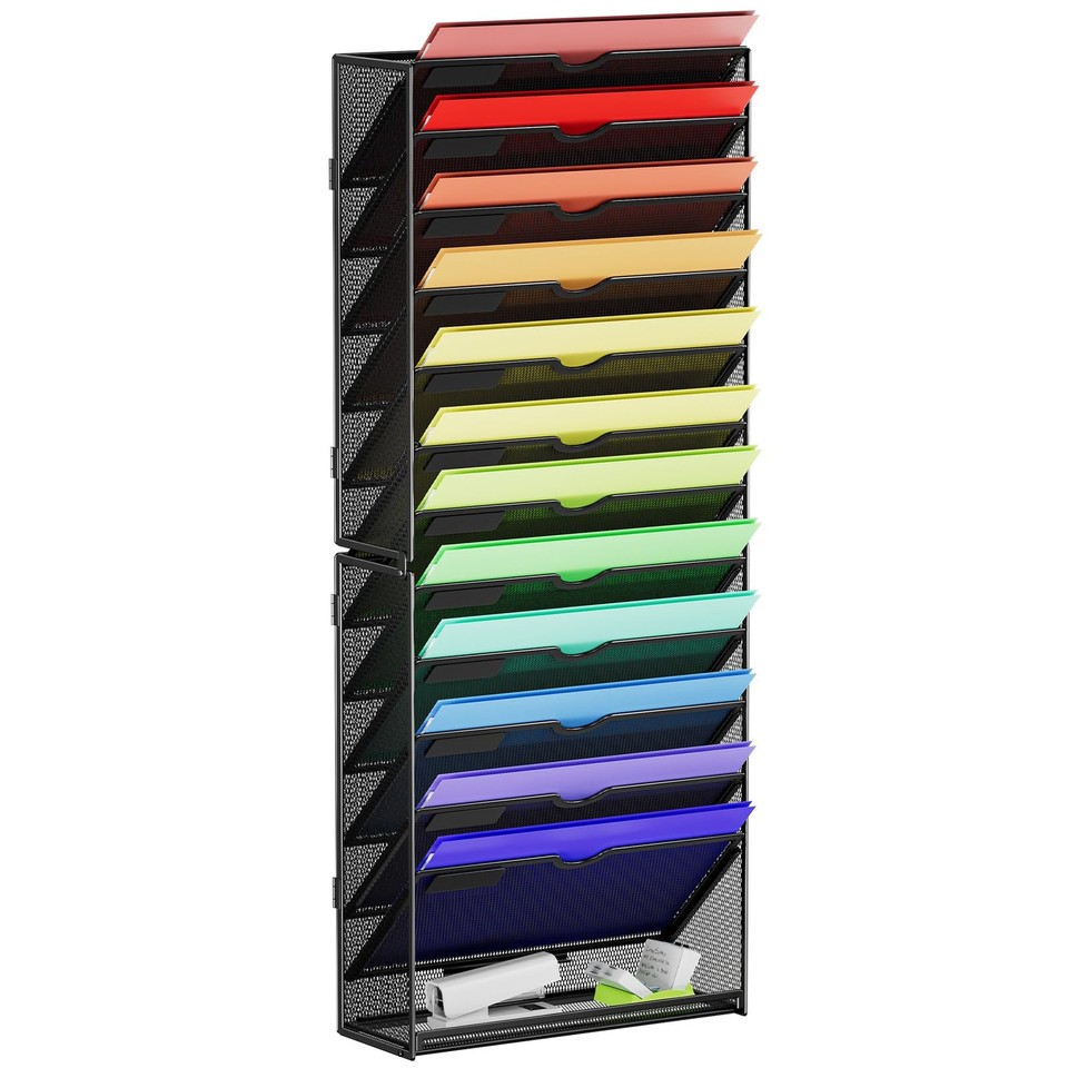 Mesh File Hanger Marbrasse Wall File Holder 2-Tier Hanging Wall File Organizer, Mesh ...