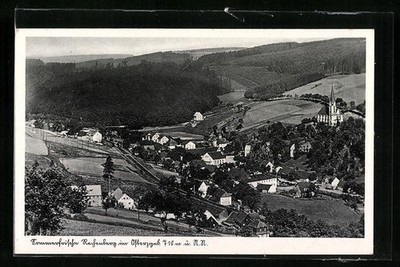 Rechenberg im Osterzgebirge, Totalansicht aus der Vogelschau, Ansichtskarte 194 