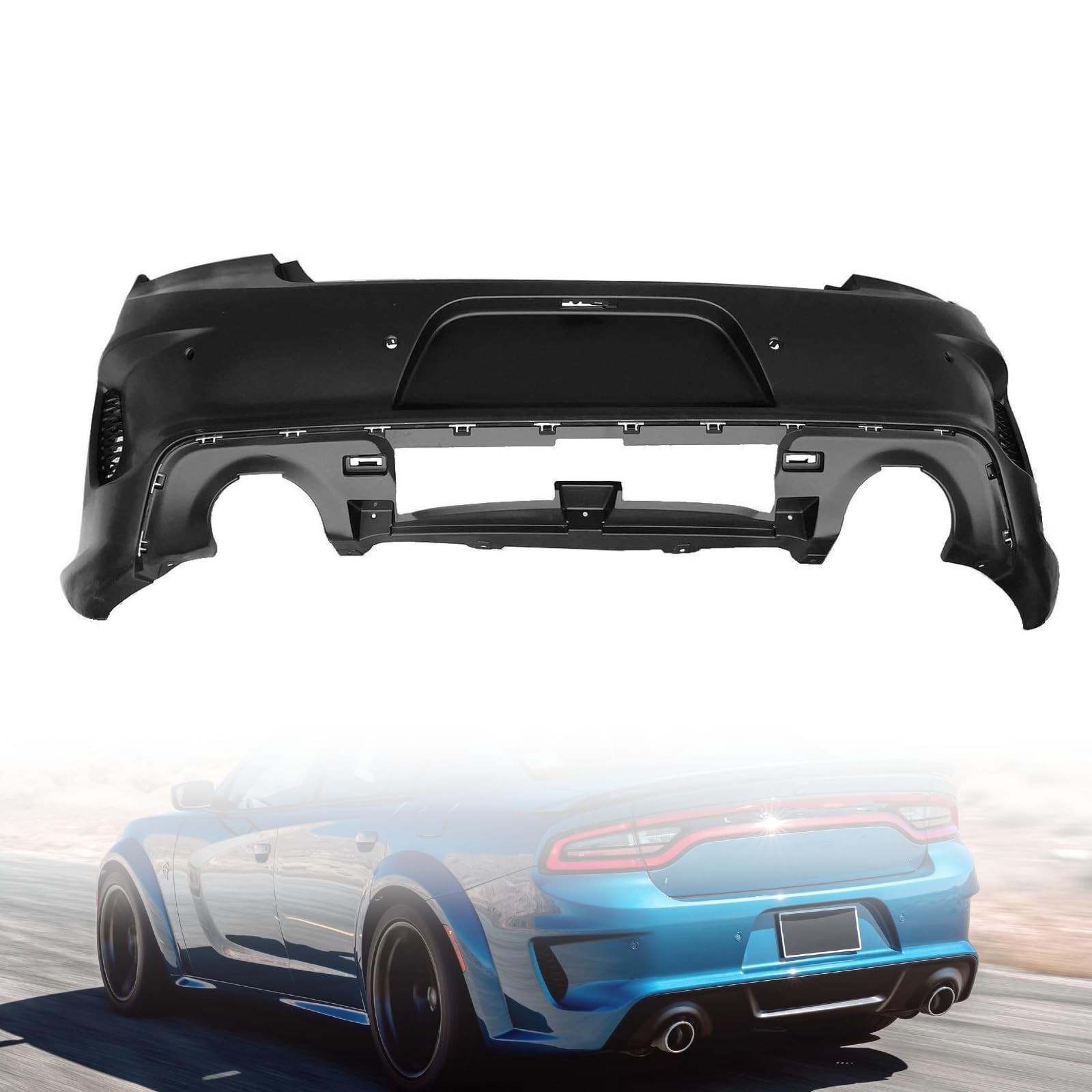 Rear Bumper Cover Primed w/ Sensor Holes 2015-2020 Dodge Charger 5PP51TZZAD