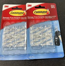 3M Command Damage Free Hanging Mini Hooks Clear 17006CLR- 6 Count X 2 Pack