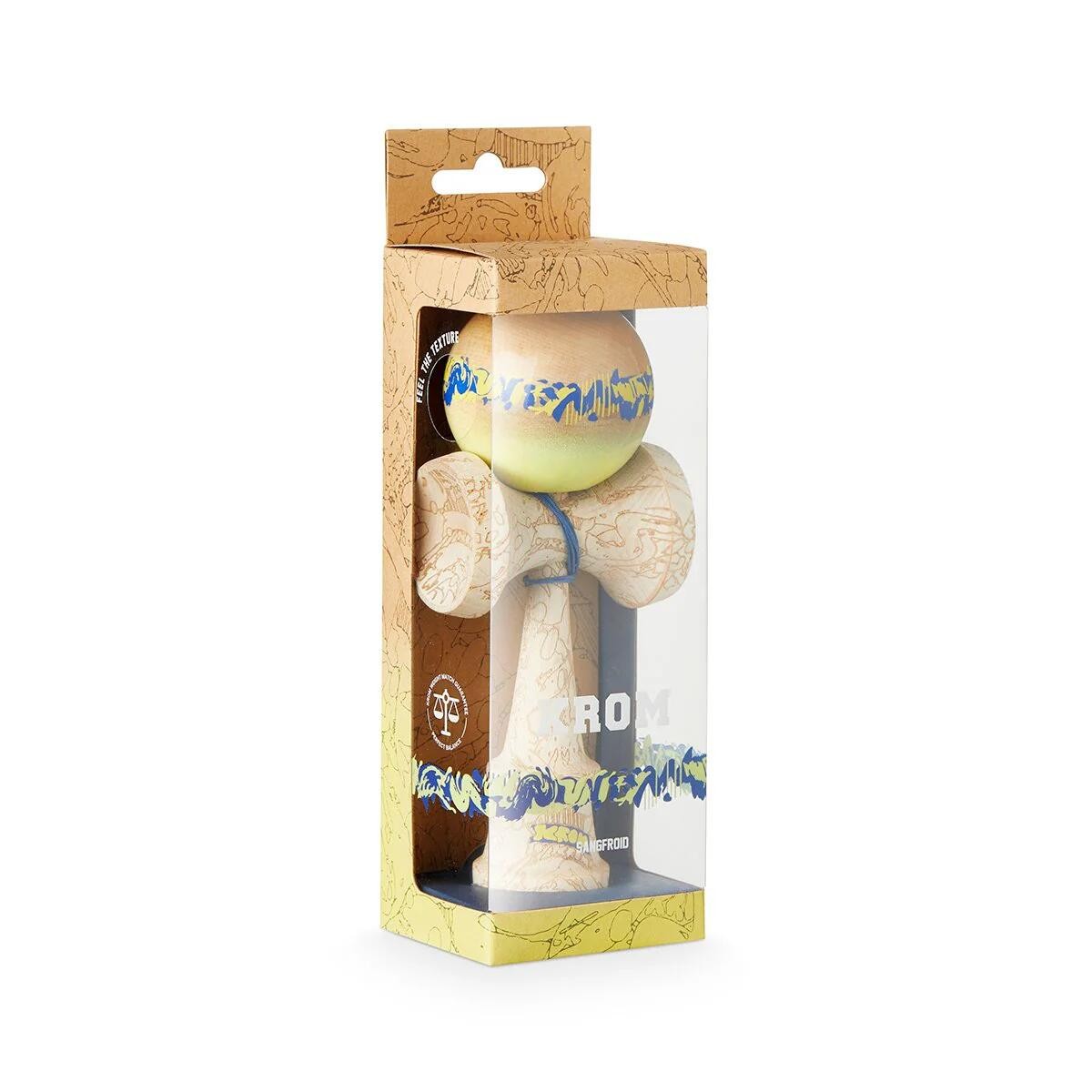 KROM Unity Yellow Kendama Maple Wood 62mm Ball Laser Engraved