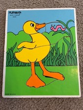 Vintage PlaySkool Wooden Puzzle 6 Pieces 186-05 Duck Made USA 1970's