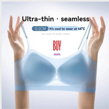 Women Ice Silk Seamless Bra Ultra Thin Breathable Wireless Soft Bralette Vest