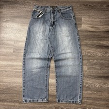 Vintage Southpole Loose Baggy Jeans Embroidered Size 33x29 Skater Y2K Distressed