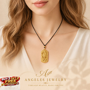 Authentic Power Dragon Pendant Necklace 18K Gold Plated Black Cord Lucky Amulet