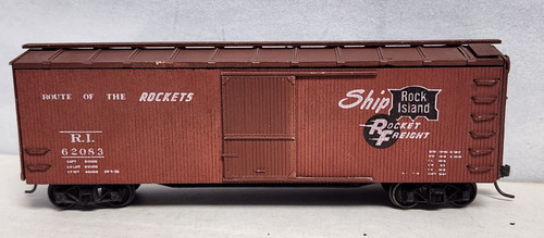Rock Island RR 40' SD Carro de carga de madera 62083 Camiones con resortes Metal Whls Silver Streak? | Zustand: Used