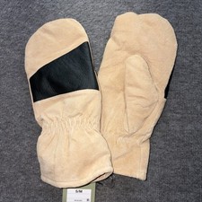 Goodfellow Men's S/M Genuine Suede Leather Beige Tan Tech Touch Lined Mittens