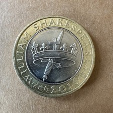 Rare 2016 £2 William Shakespeare 2 Pound Coin Crown And Dagger Circulated