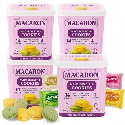Macaron Style Cookies Set   4 Dosen à 14 Stück   KeksMix in 4 Sorten   Lemon,...