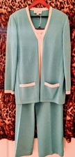 ST. JOHN EVENING by Marie Gray 3- Piece Turquoise KNIT, Sz. 16/Large - GORGEOUS 