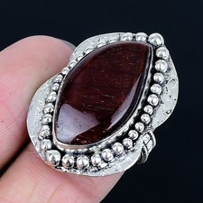 Beautiful Iron Tiger Eye Gemstone 925 Sterling Silver Jewelry Ring Size Adj