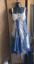 Rare patchwork boho cottagecore  hippie midi vintage inspired BlueDress S 8