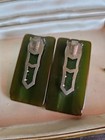 0925-m186 Authentic 1920s-1940s Art Deco Carved Bakelite Dress, Scarf, Fur Clips — photo 2