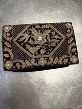 Zardozi Vintage Embroidered Clutch Black Velvet India Tiny Beads Gorgeous