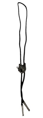Vintage Western Style Bolo Tie Horse Horseshoe Black Silver RARE 1950's 1960's