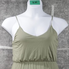 Lulus Dress Womens Medium Green Maxi Knit Adjustable Spaghetti Strap Slit TAGS