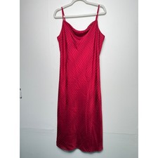 Kathie Lee Collection Red Striped Cowl Neck VTG Slip Dress XL 16/18 Satin Midi