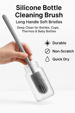 Silicone Bottle Cleaning Brush  Long Handle Soft Bristles  Deep Clean for Bott