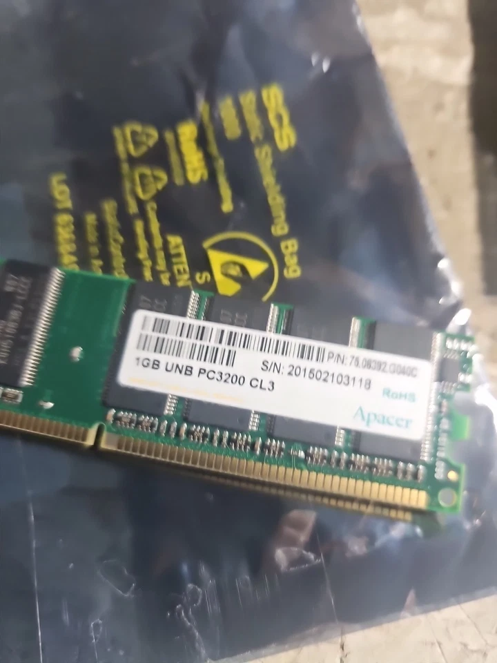 NEW Apacer Vintage 1GB UNB PC3200 CL3 memory module P/N 75.06392.g070c. #s66 - Image 2 of 2