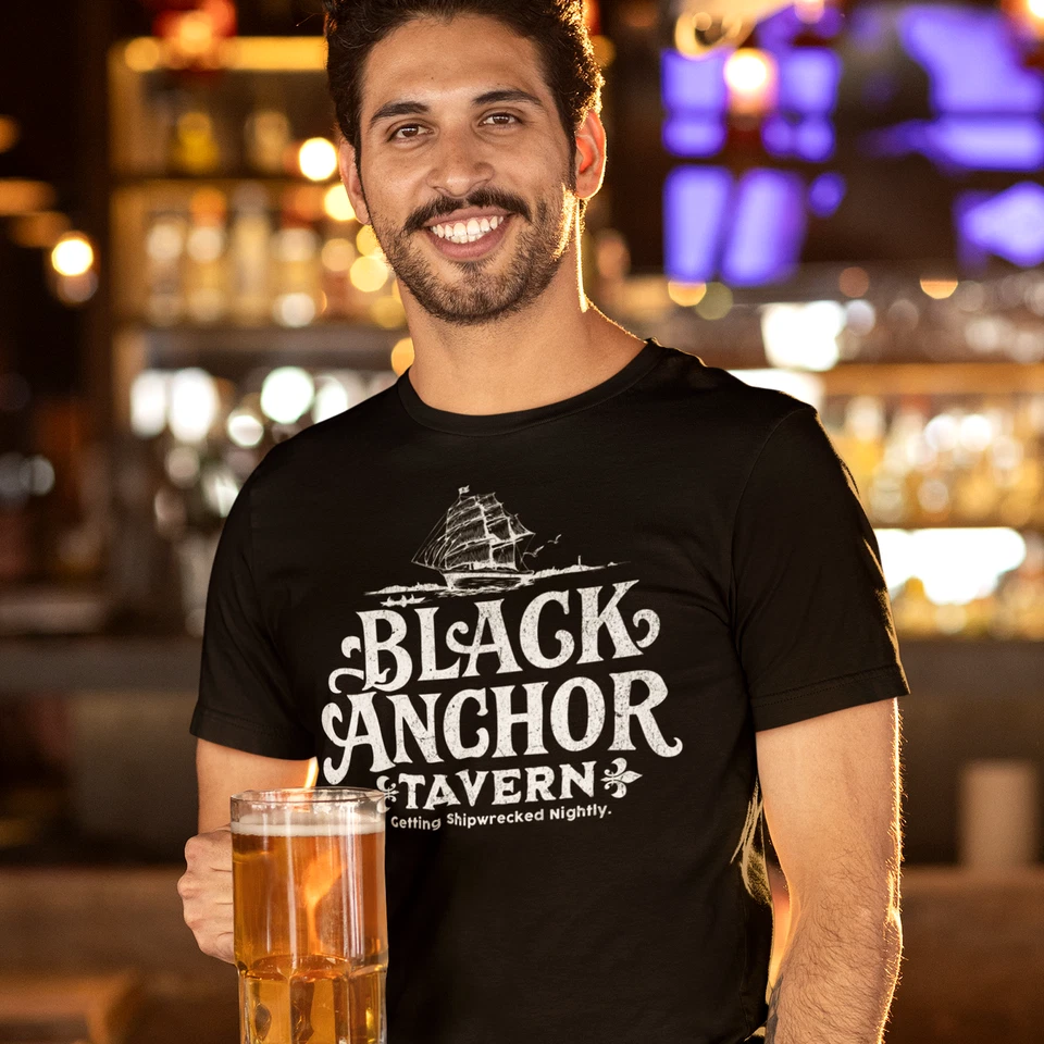Black Anchor Tavern T-shirt, Beer & Bar Lovers Gift, Nautical Themed Dive Bar - Image 4 of 4