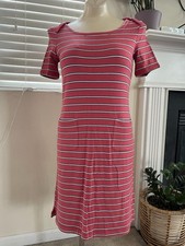 T By Talbots Women’s SMALL PETITE PINK Pink/red Striped Short Sleeve Dress VEUC