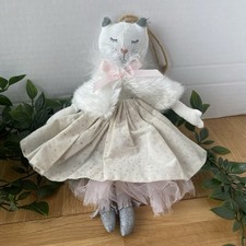 Rare Pottery Barn Kids Winter Cat Hanging Ornament Plush Doll Figurine