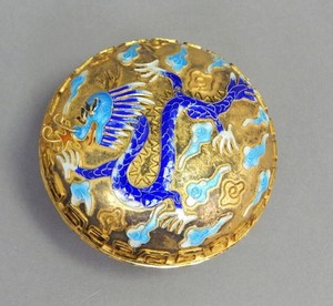 Vintage Chinese Sterling Silver 925 Enamel Cloisonne Trinket Box Dragon 83 Grams