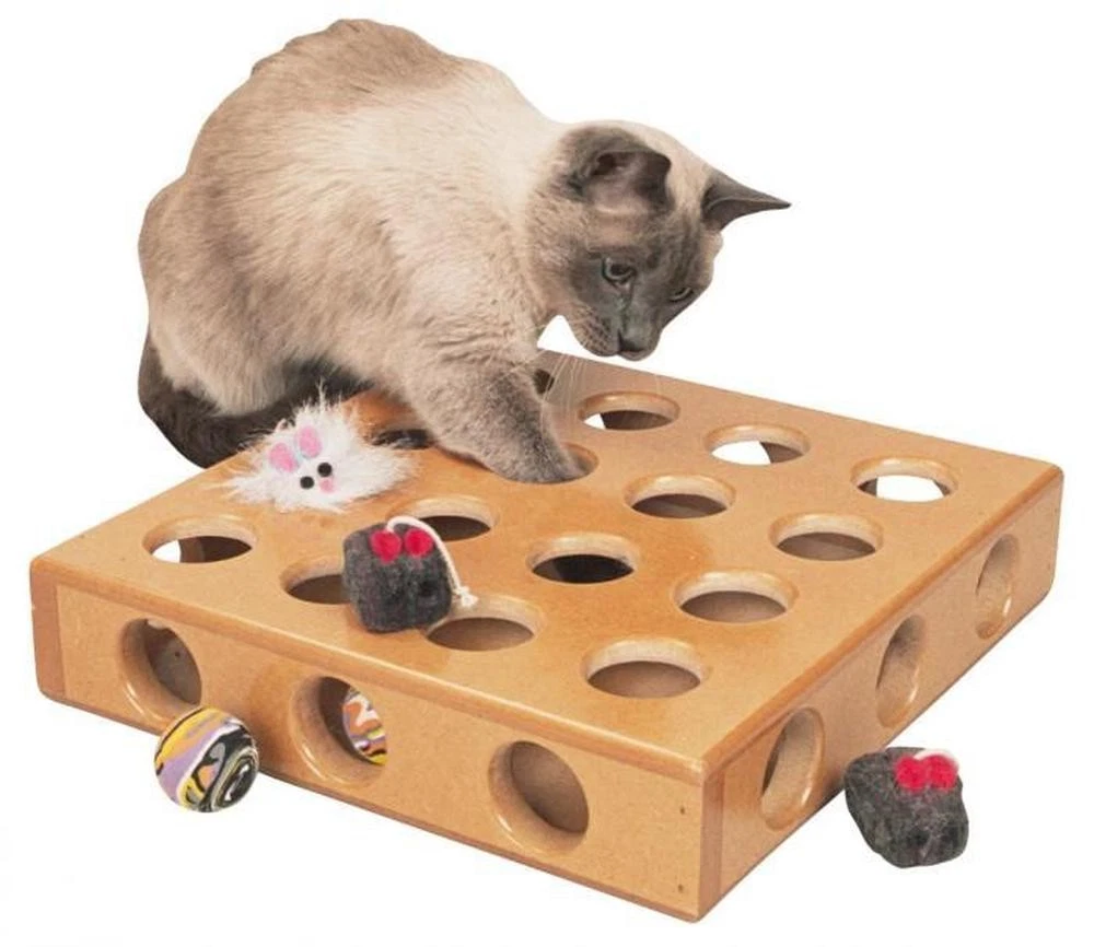 SmartCat Peek-And-Prize Large Toy Box Wooden Cat Toy