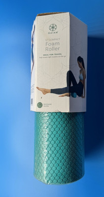 Gaiam 12in Blue Massage Grid Foam Roller 4in Dia for Legs & Back