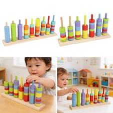 Wooden Color Sorting Stacking Toy Counting Game for Birthday Gift Home Kids